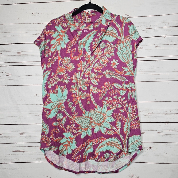 Soft Surroundings Floral V-Neck Tee - Picture 1 of 9